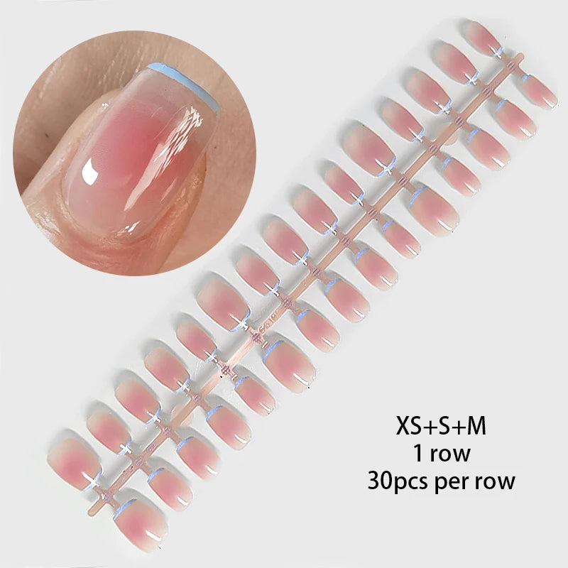 24Pcs/Set White French Press on Fake Nails Full Cover Artificial Wearable Nail Beauty Tips Naked French White False Nails Art