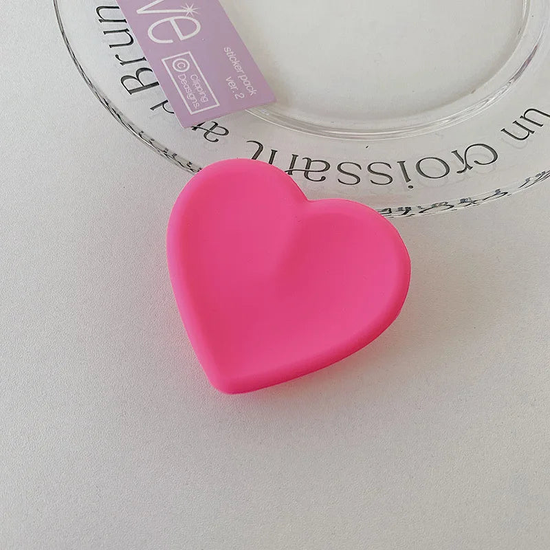 Silicone Heart-Shaped Round Phone Grip Stand Holder Pocket Socket Griptok Foldable Finger Ring Phone Stand For Iph Mobile Phone