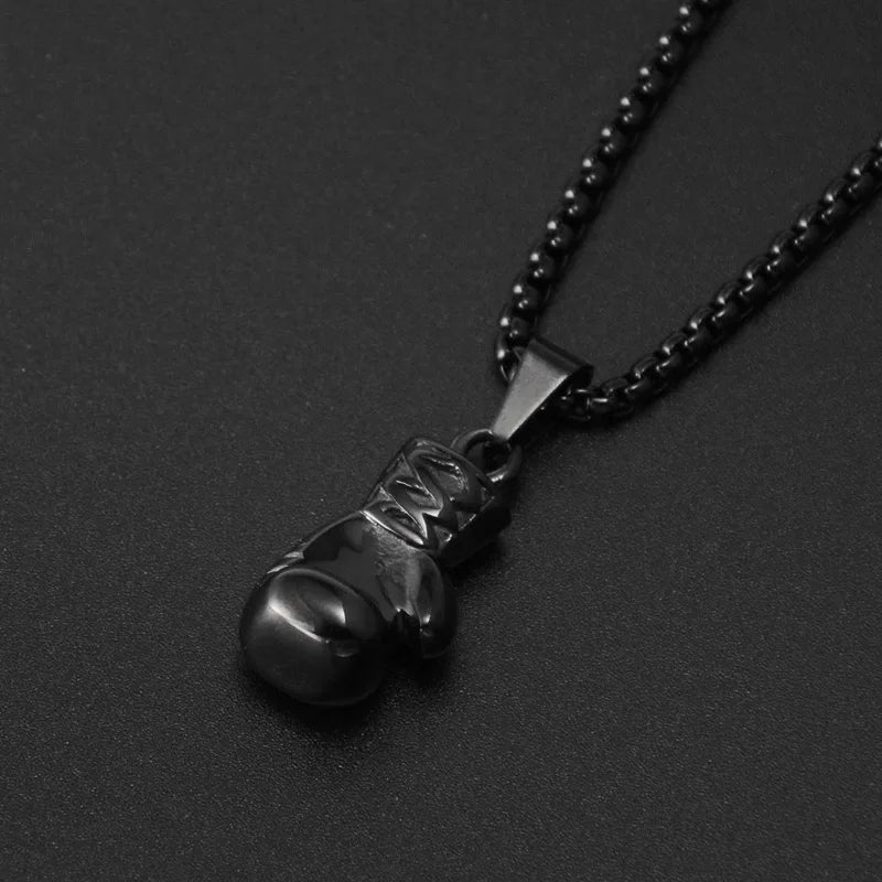 Boxing Gloves Pendant Necklace For Men Gold Color Hip Hop Personality Fitness Exercise Stainless Steel Chain Neck Jewelry Gifts
