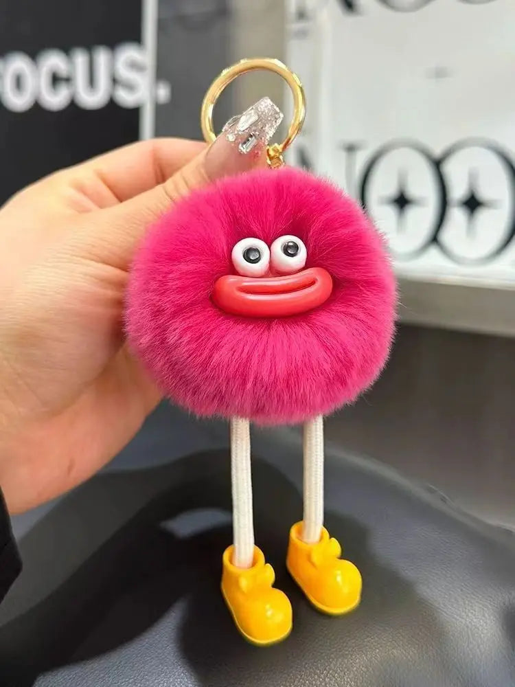 Cute Big Eyes Plush Toys Keychain Cartoon Briquettes Keychain Briquettes Car Keychain Pendant Korean Plush School Bag Pendant