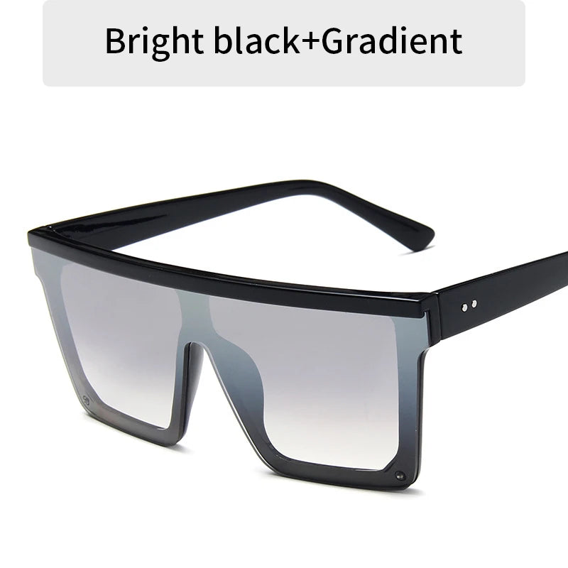 2023 Vintage Male Flat Top Sunglasses Men Brand Black Square Shades UV400 Gradient Sun Glasses For Women Cool One Piece Designer