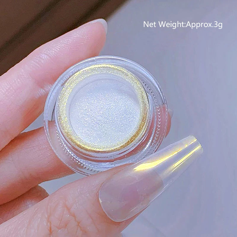 NICOLE DIARY Aurora Nail Powder White Chrome Pigment Pearl Rubbing Dust Mirror Effect Nail Art Glitter Manicure Nail Accessories