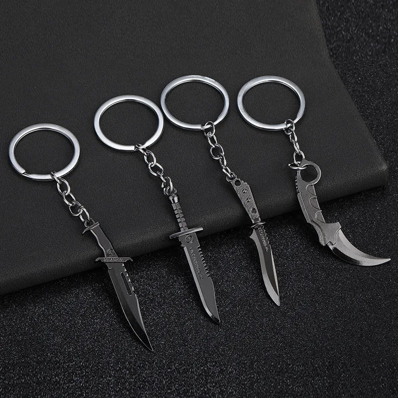 Metal Claw Knife Key Ring Gun Black Chain Color Tactical Dagger Key Chain Pendant Men's Car Ornaments Military Enthusiasts Gift