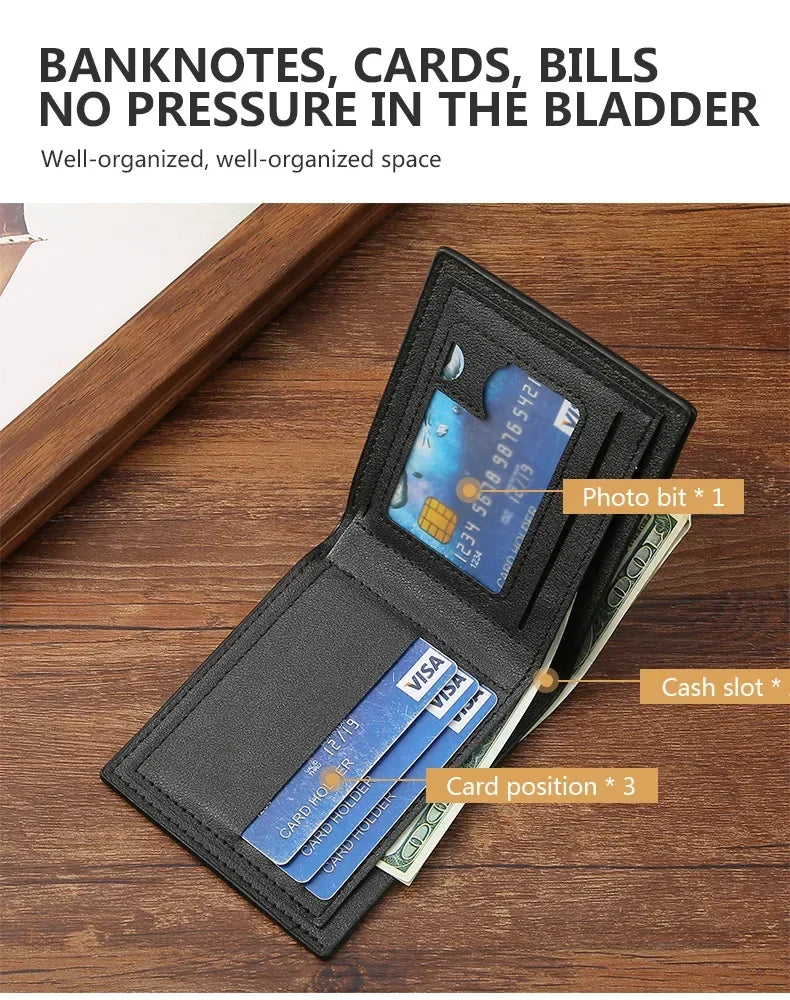 Men's Wallet Short Anti-theft Brush Anti-degaussing Business Wallet Youth Cross Light Luxury Large Capacity Multi-card