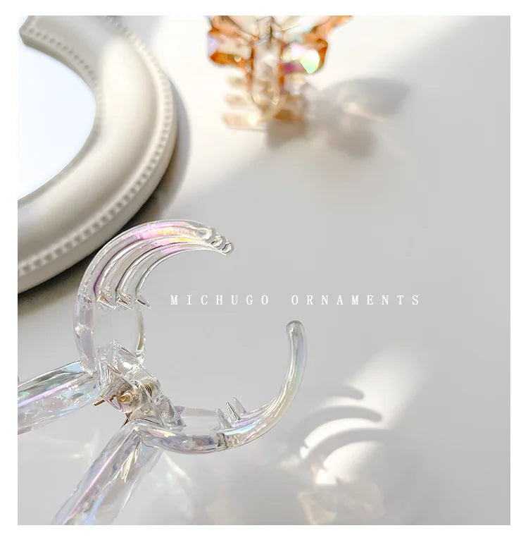 Crystal Butterfly Mermaid Hair Claw Girls Back Head Clamp Clip Transparent Large Hair Clips Hairpins Headdress Hair Accessories