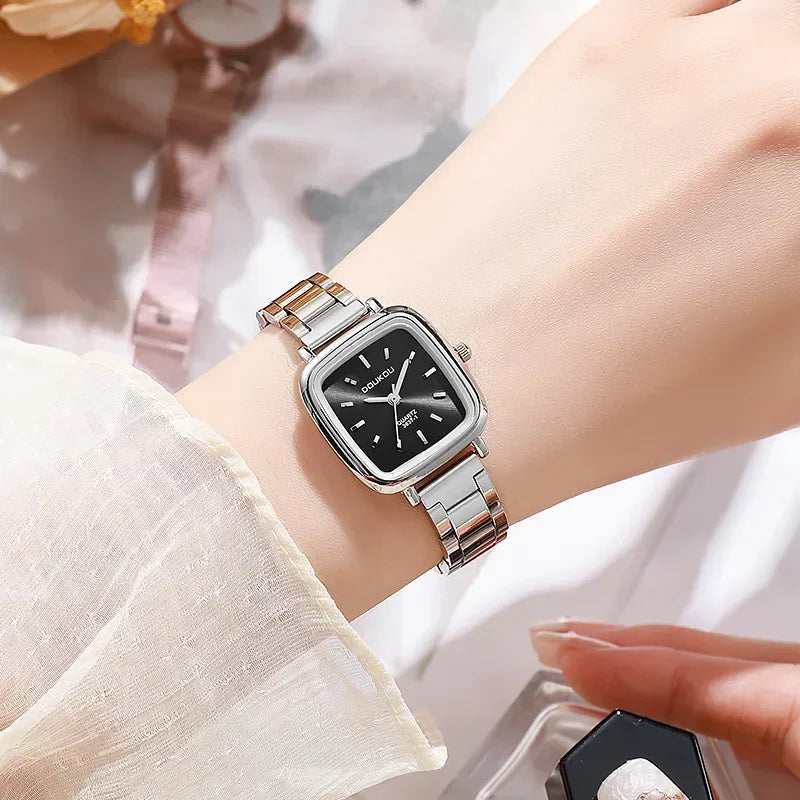New Brand Ladies Watch Versatile Korean Female Student Small Square Quartz Watch Adjustable Stainless Steel Strap Wristwatches