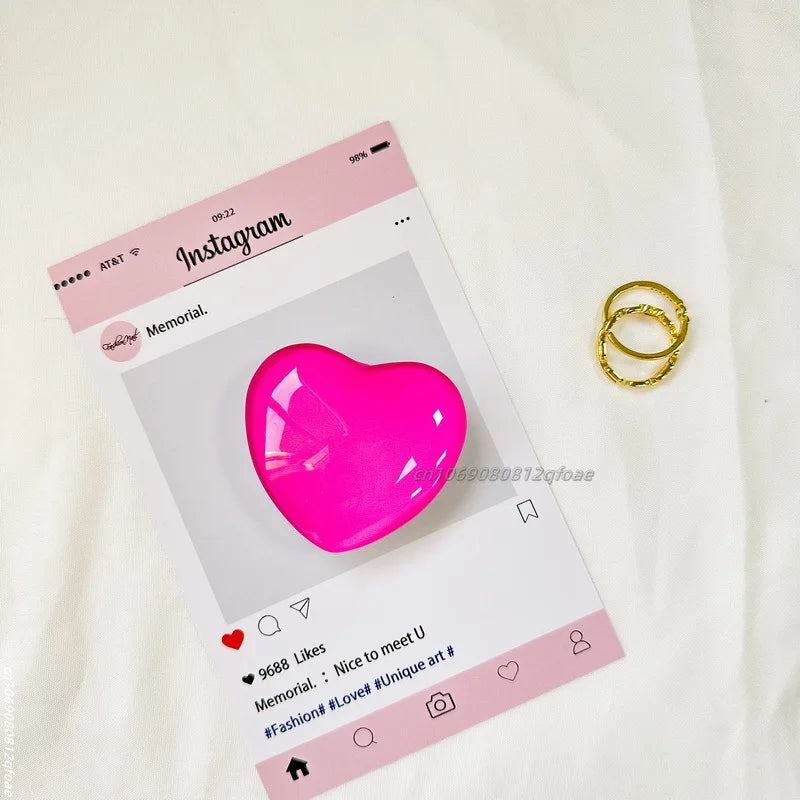 Heart Shape 3D Crystal Foldable Finger Ring Griptok Phone Holder for IPhone Samsung Support Socket Pocket Grip Tok Stand Bracket