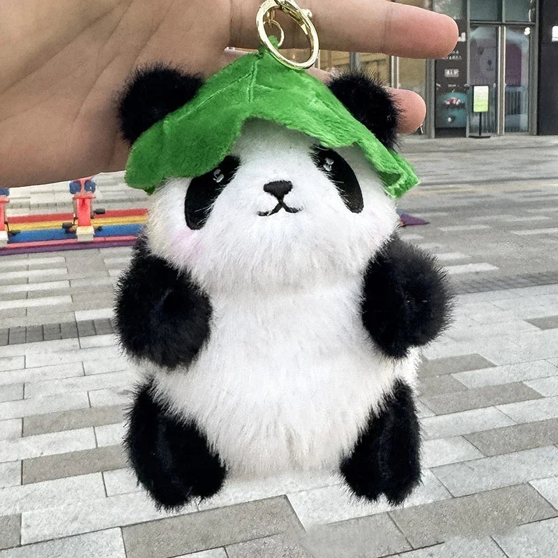 Cute Panda Plush Keychain Cartoon Kawaii Animal Soft Stuffed Doll Keyring Bag Pendant Charms Backpack Decoration Girls Gift