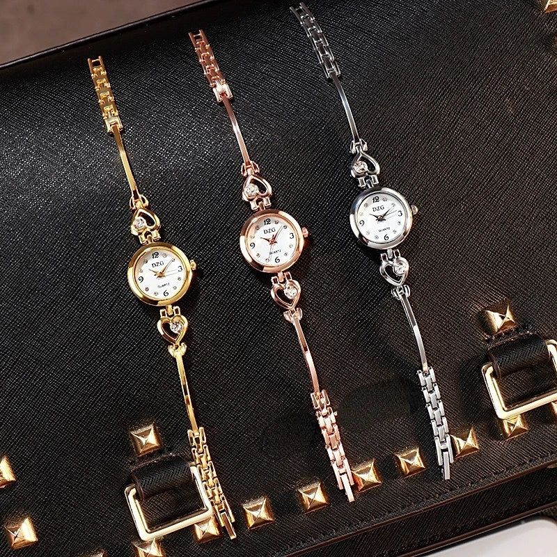 New Fashion Women Heart Bracelet Watch Rose Gold Quartz Watch Women Dress Wristwatch Casual Bracelet Watches Gift Reloj Mujer