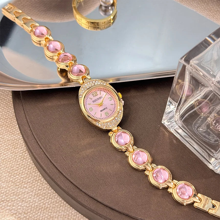 Luxury Bracelet Women Watches New Ladies Yuanbao Shaped Rhinestone Inlaid Women's Quartz Wristwatch Fashion Watches Dropshipping