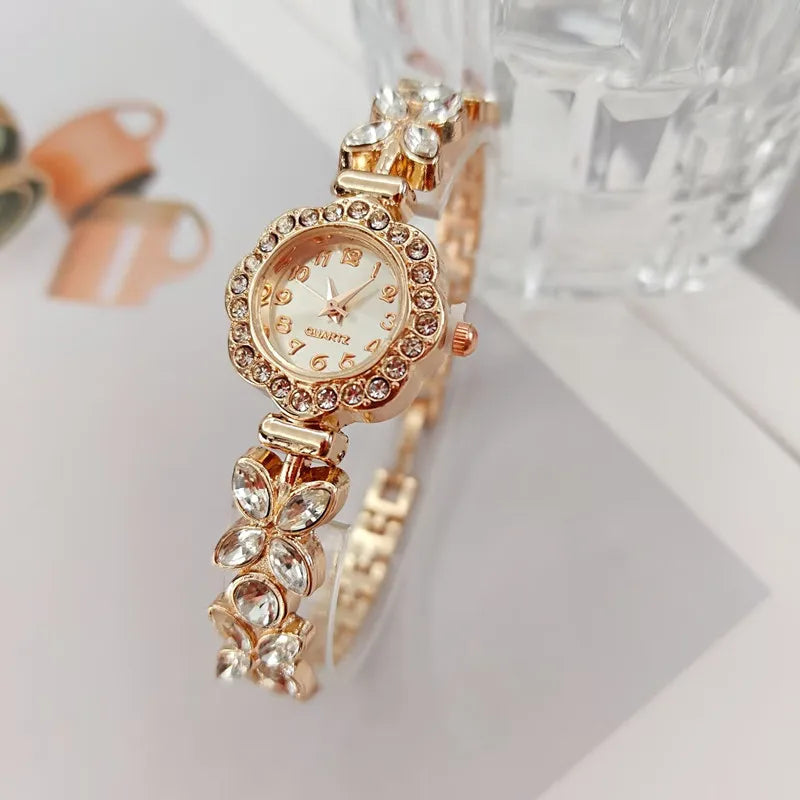 New Women Watch Wheat Ear Diamond Strap Quartz Watch Violet Petal Female Student Bracelet Wristwatch Relojes Para Mujer