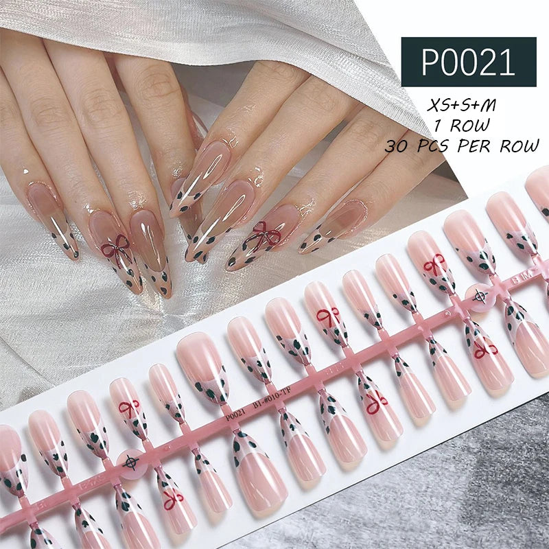 24Pcs/Set White French Press on Fake Nails Full Cover Artificial Wearable Nail Beauty Tips Naked French White False Nails Art