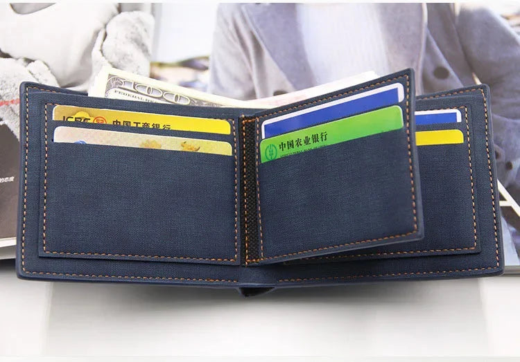 New Slim Vintage Men Wallets High Quality Card Holder Male Purses Photo Holder PU Leather Small Mens Clutch Wallet