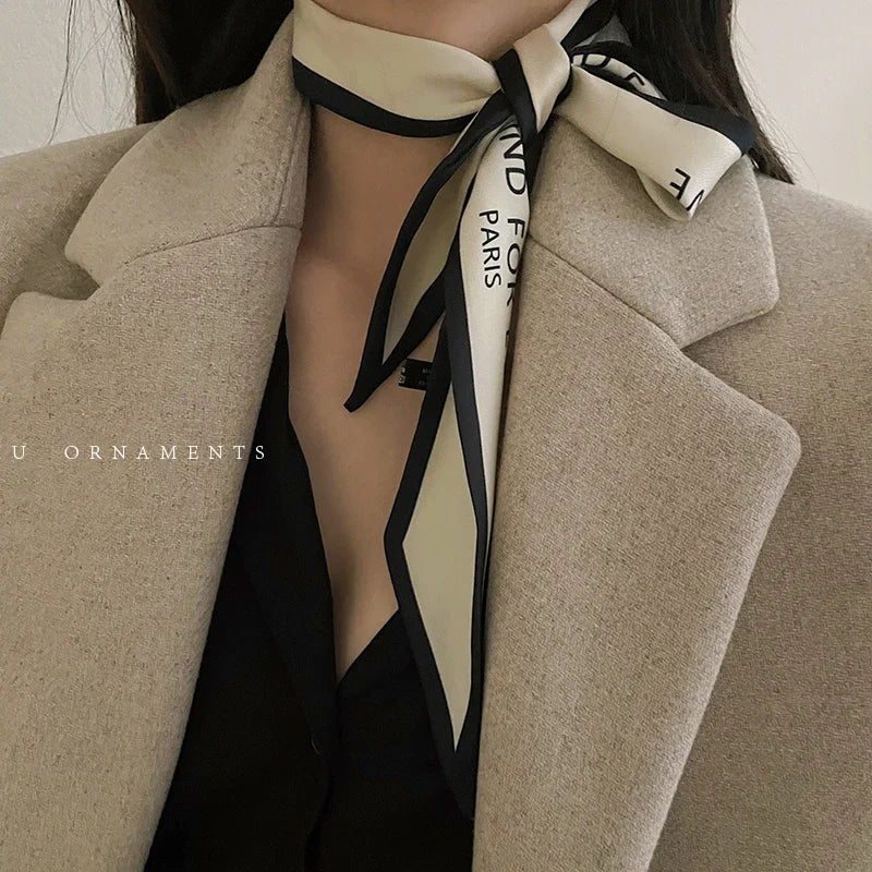 2024 New Luxury Brand Scarf Tarot Women Scarf Bag Hair Skinny Silk Scarves Design Foulard Neckerchief Headband For Ladies
