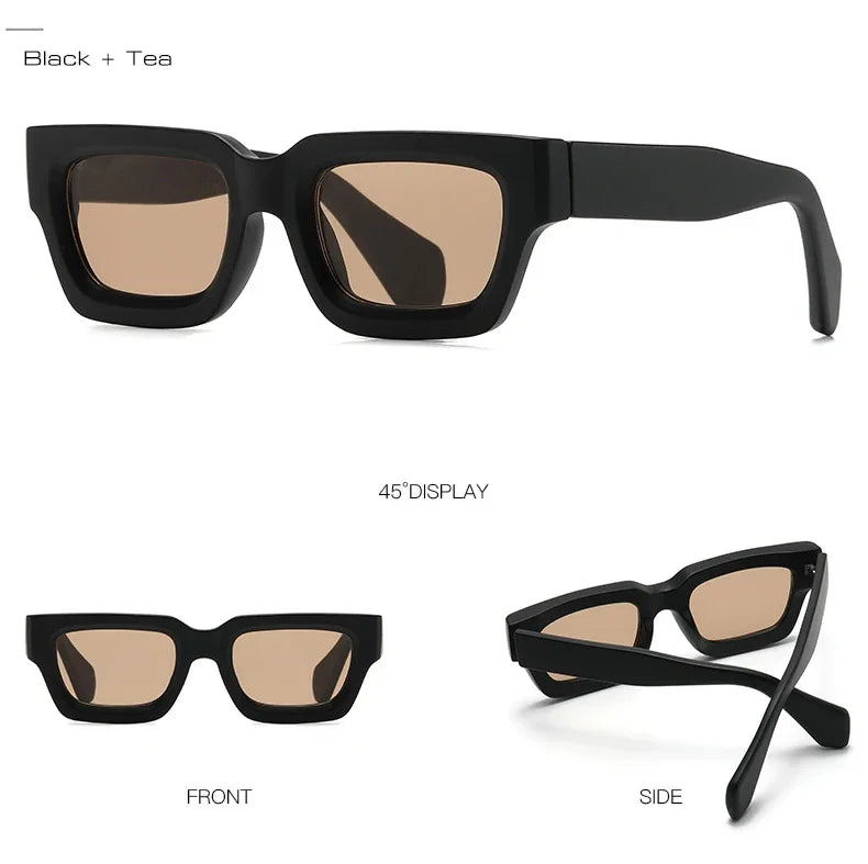 2024 Fashion Square Sunglasses Women Clear Ocean Gradient Lens Eyewear Vintage Trending Men Punk Kpop Sun Glasses Gafas De Sol