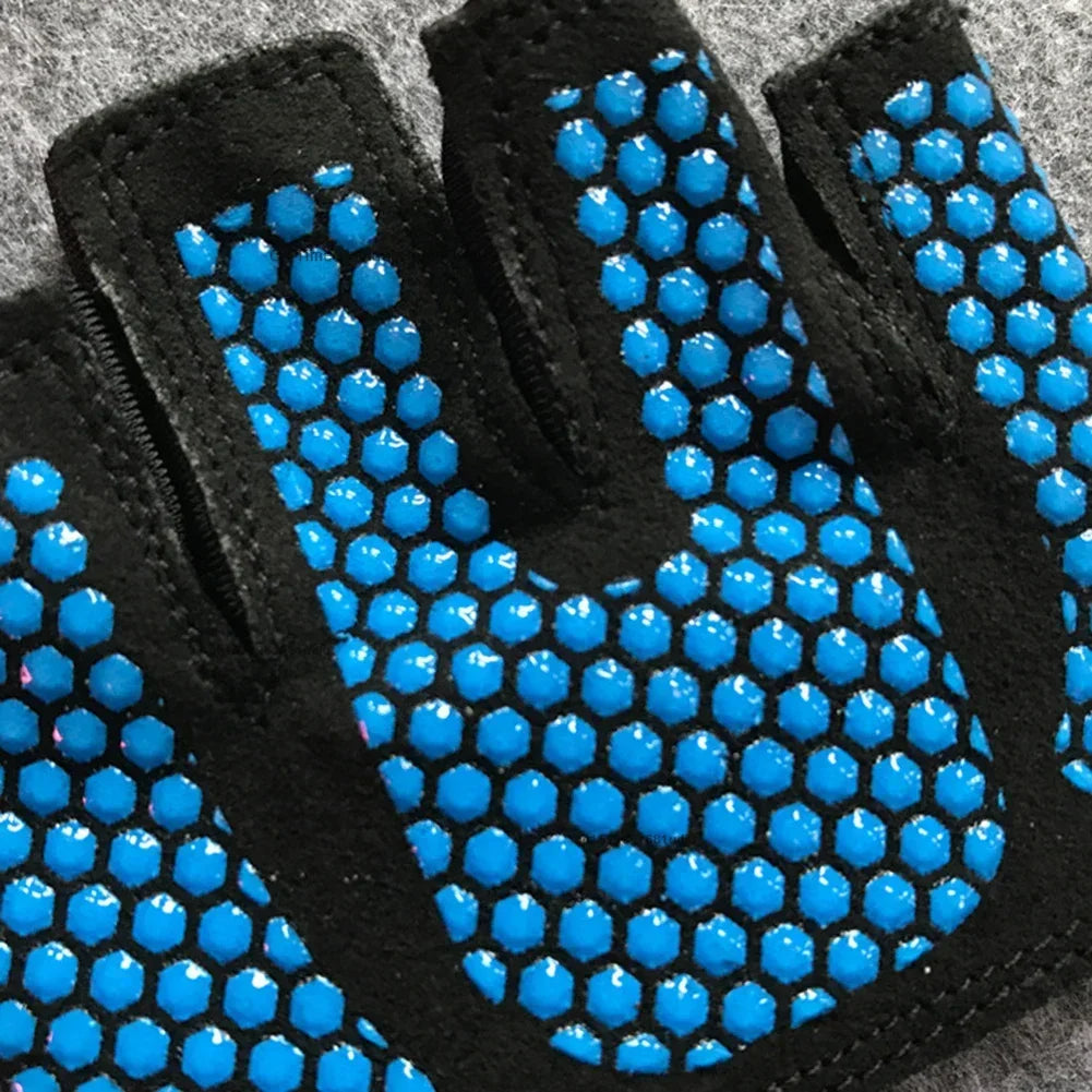 1pair Gym Half Finger Gloves Men Women Anti-Slip Silicone Workout Glove Pull Up Power Weight Lifting Grips Hand Plam Protector