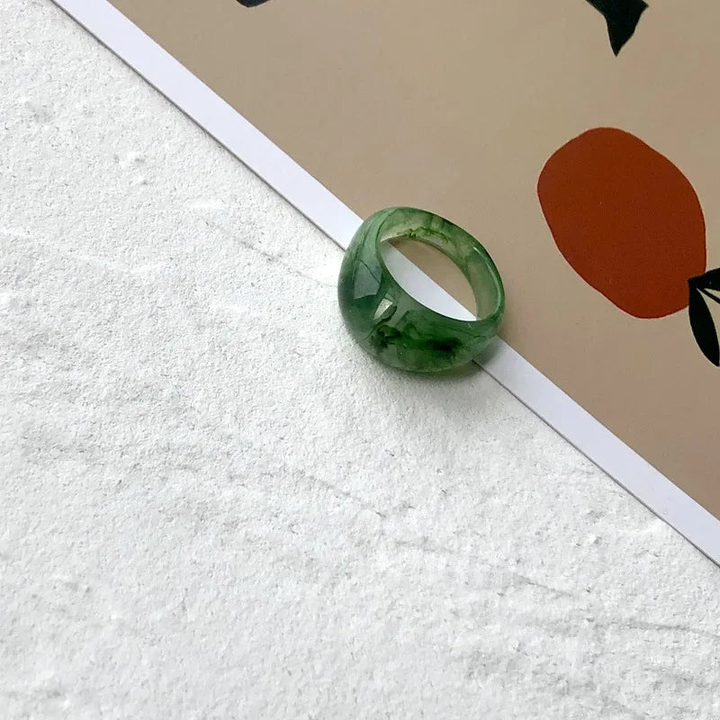 1 Pcs Korea Vintage Transparent Resin Colorful Rings Chic Colorful Acrylic Geometric Irregular Ring for Women Jewelry Gifts New