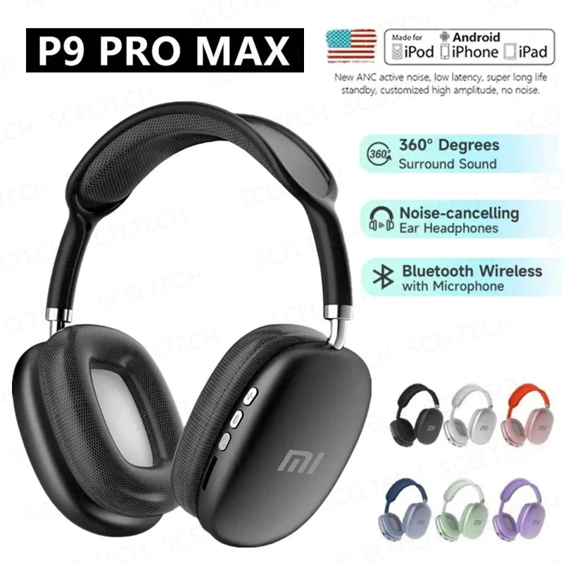 XiaoMi Redmi P9 PLUS Max Wireless Bluetooth Headphones Noise Cancelling Earphones Sports Gaming Headset For Apple Android phones