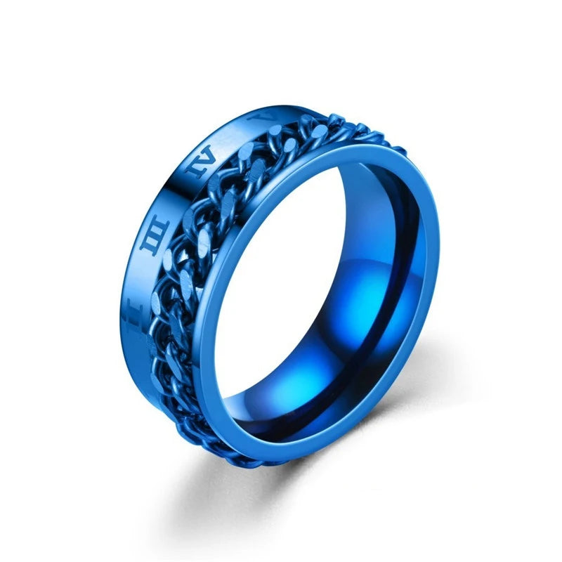 Titanium Steel Rotatable Chain Rings for Men Women Spinner Ring Anti Stress Multifunctional Rings Bottle Opener Ring Club Gift