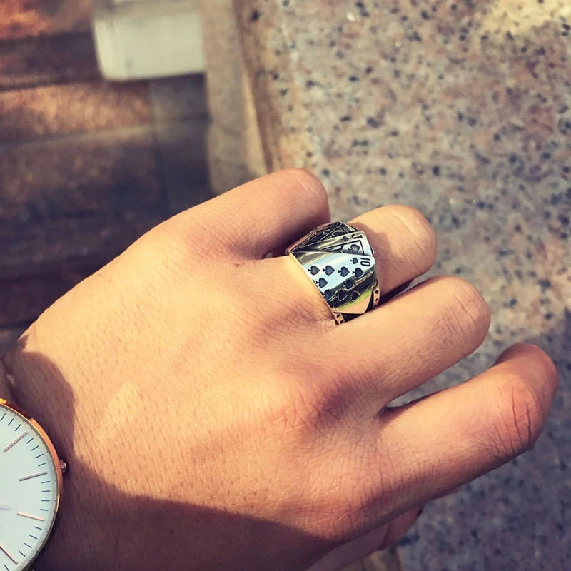 Cool Playing Card Finger Ring Open Adjustable Resizable Band Ring