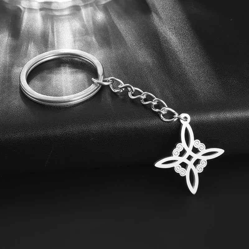 Stainless Steel Witch Knot Adjustable Ring Fashion Women Girls Good Luck Casual Party Jewelry Gift