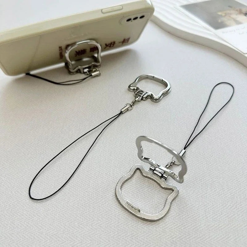 Mobile Phone Lanyard Multifunctional Stand Universal Metal Folding Ring Pendant Lanyard Desktop Support Stand