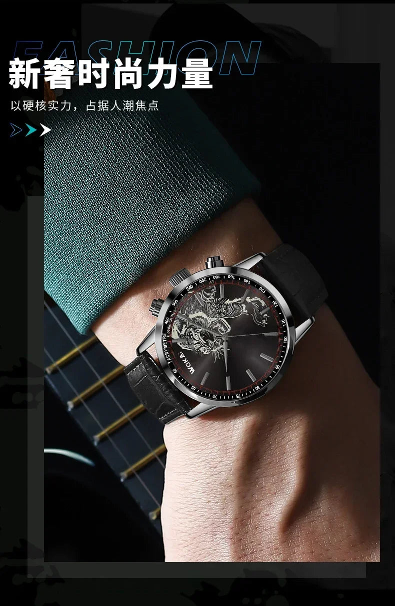 GENEVA High Quality Men's Luxury Belt Fashion Quartz Watch Men Round Business Student Sport Waterproof Glow