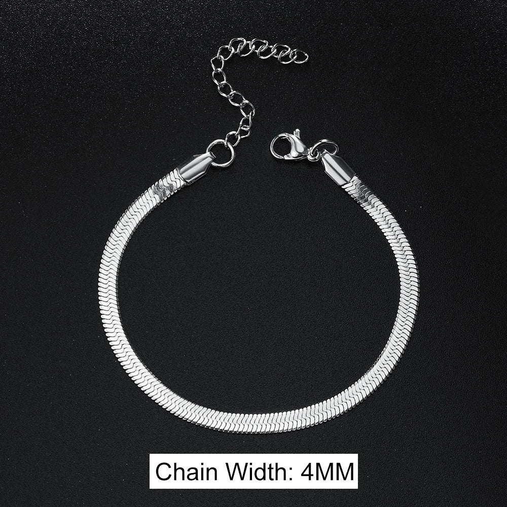 Men's Bracelet Homme Stainless Steel Blade Chain Bracelet for Men Snake Chain Couple Bracelets Valentines Gift Jewelry Wholesale