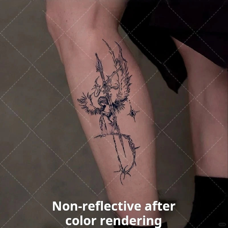 Saint Trial Sword Herbal Tattoo Sticker Angel Judge Semi Permanent Waist Fake Tattoo for Woman Man Punk Art Temporary Tattoos