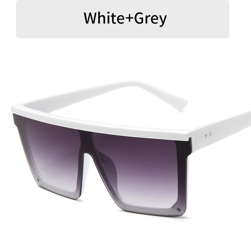 2023 Vintage Male Flat Top Sunglasses Men Brand Black Square Shades UV400 Gradient Sun Glasses For Women Cool One Piece Designer