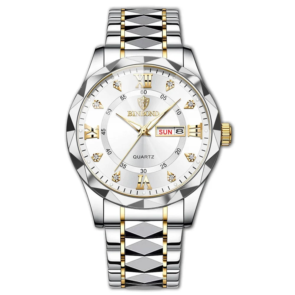 BINBOND B2521 Fashion Casual Business Quartz Men Watches 30M Waterproof Week Date Clock Sport Mens Wristwatch Relogio Masculino