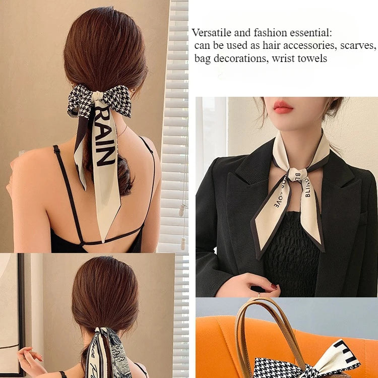 2024 New Luxury Brand Scarf Tarot Women Scarf Bag Hair Skinny Silk Scarves Design Foulard Neckerchief Headband For Ladies