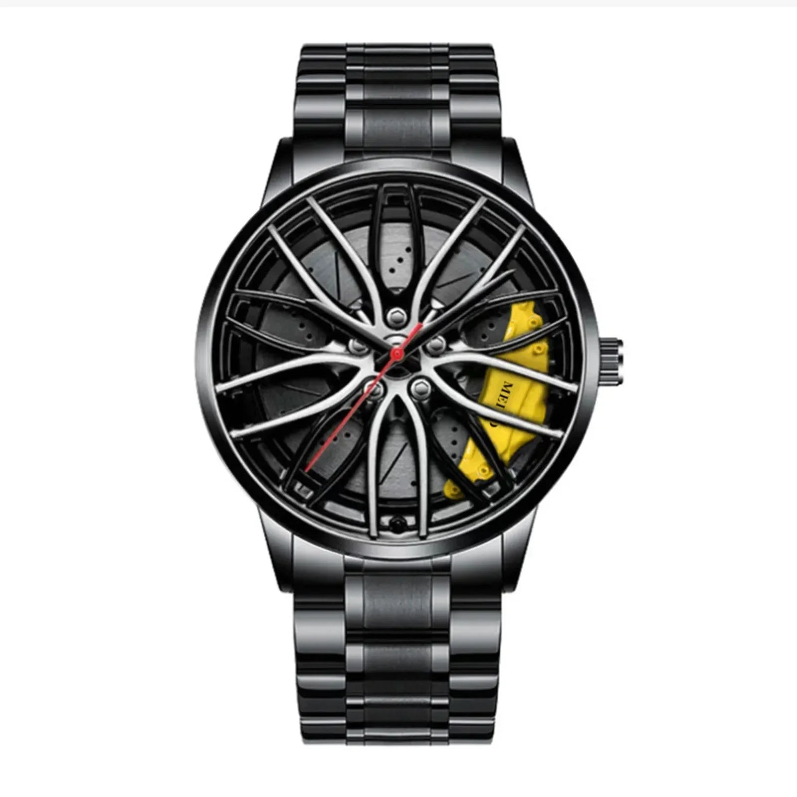 Car Watches for Men Stainless Steel Quartz Wrist Watch Sports Men Watches with Car Wheel Rim Hub Design Reloj Hombre