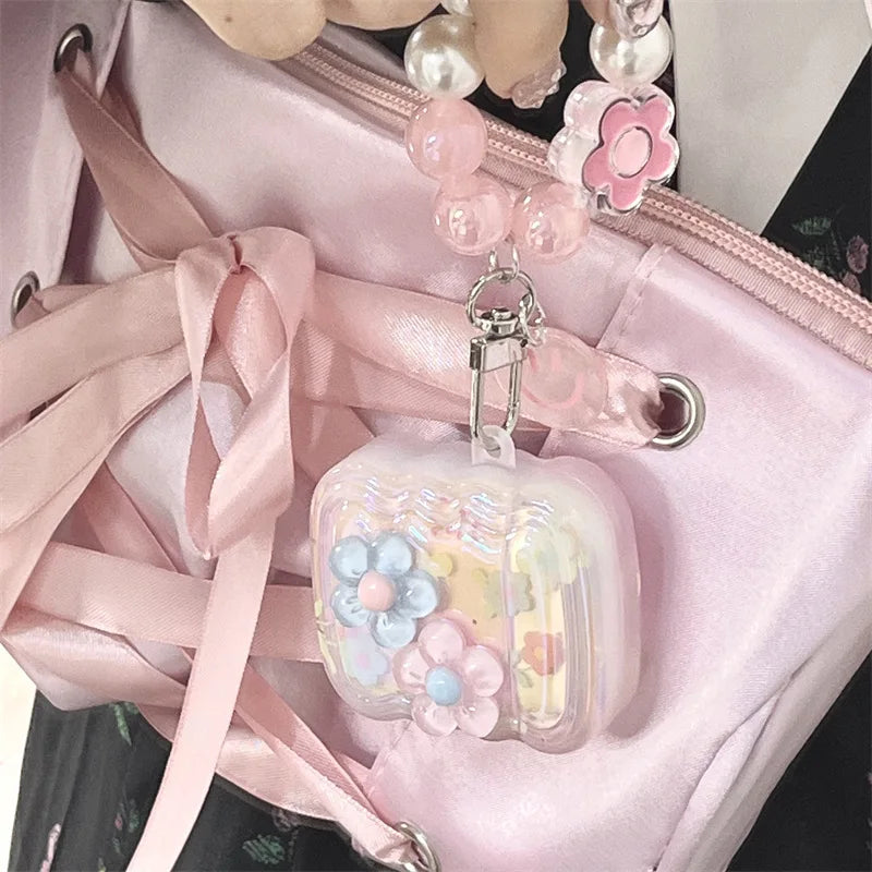 Flower Silicone Soft Shockproof Bracelet Love ins Cute Wireless Bluetooth Earphone Case For Apple Airpods Pro 2nd 3 2 1 Capa