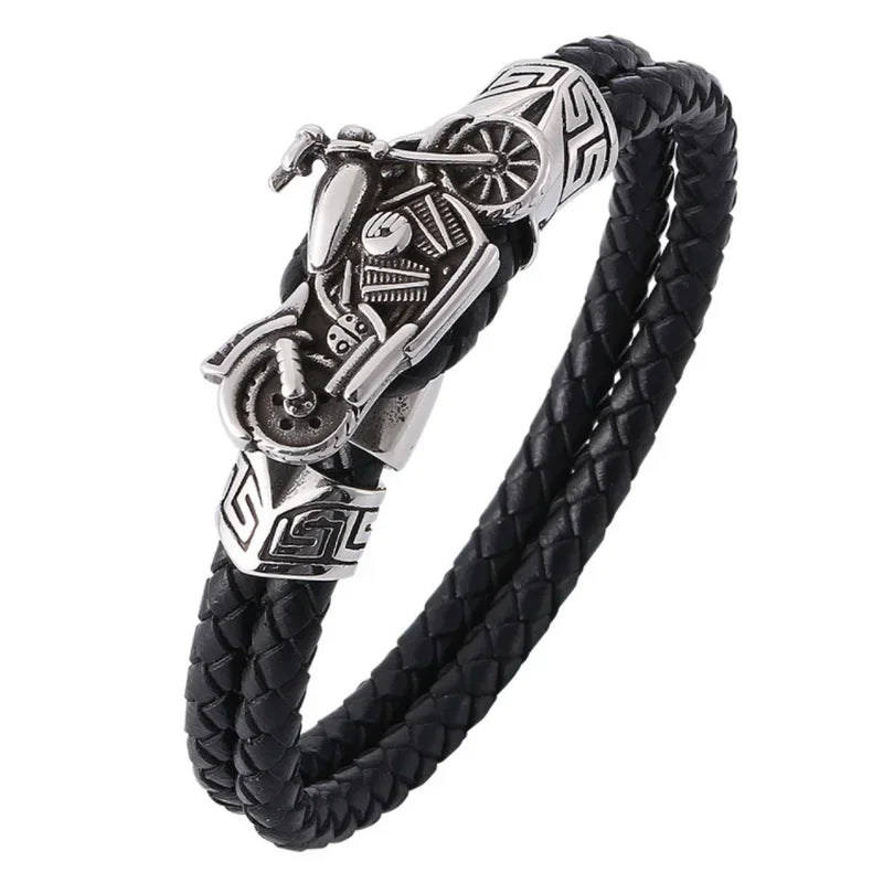 Vintage Hand Woven Eco-Friendly Leather Cross Bracelet with Magnetic Clasp Men\'s Fashion Pendant Religious Amulet Jewelry