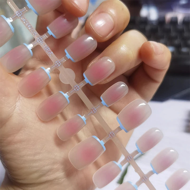 30Pcs Nude False Nail Tips Full Cover Gradient Fake Nails Coffin Artifical Nail Press On Manicure Nail DIY Tips