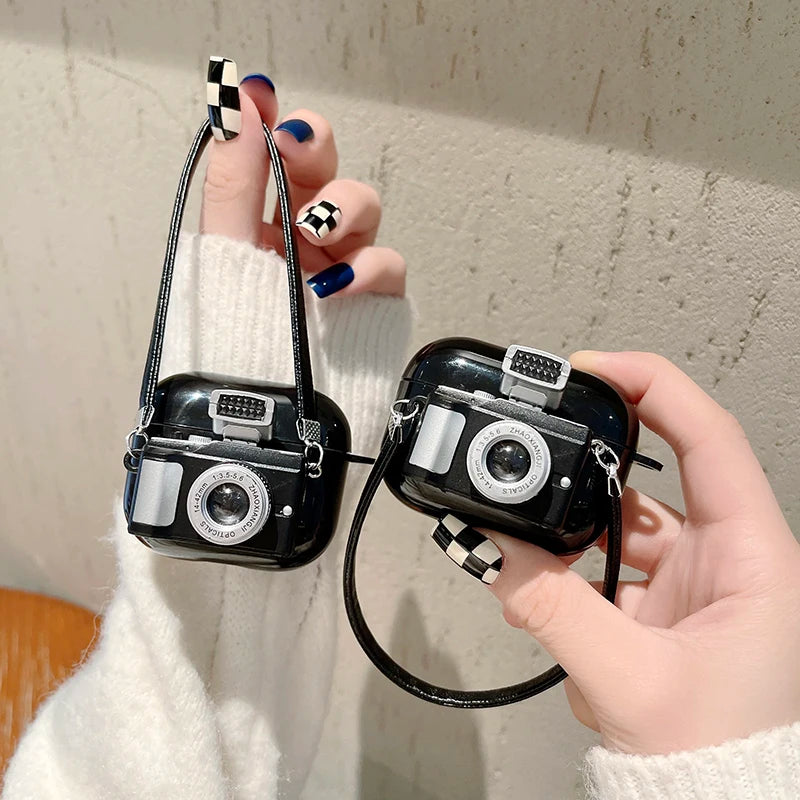 Earphones Case For Apple Airpods 3 2 1 Case Soft Silicone Headphone Case with Strap 3D Camera Cover for Air Pods Pro 1st 2nd Gen