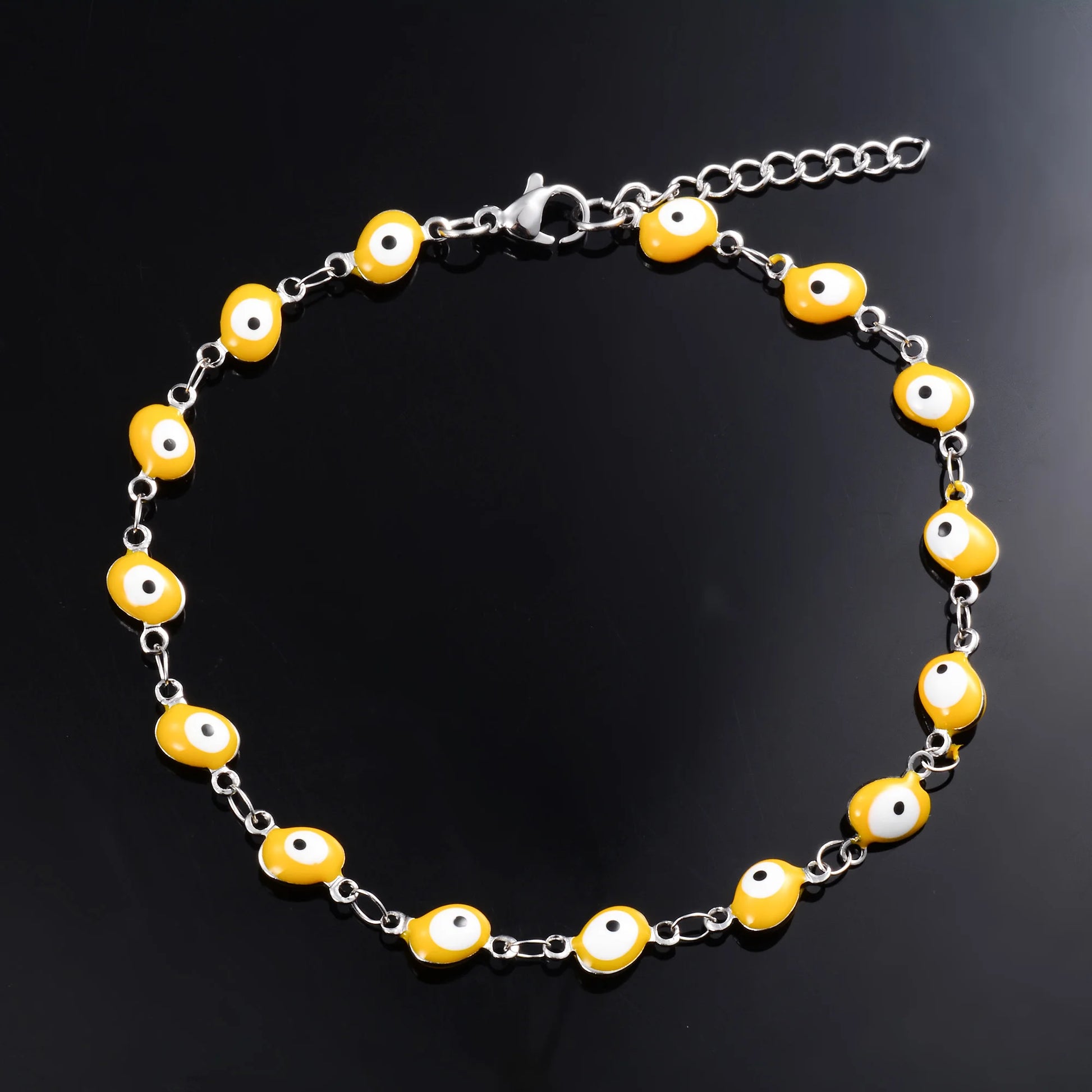 6mm Wide Egg Evil Turkey Eye Chain Stainless Steel Bracelet for Women Girl Ankle Anklet Summer Jewelry Accessories for Hand Foot