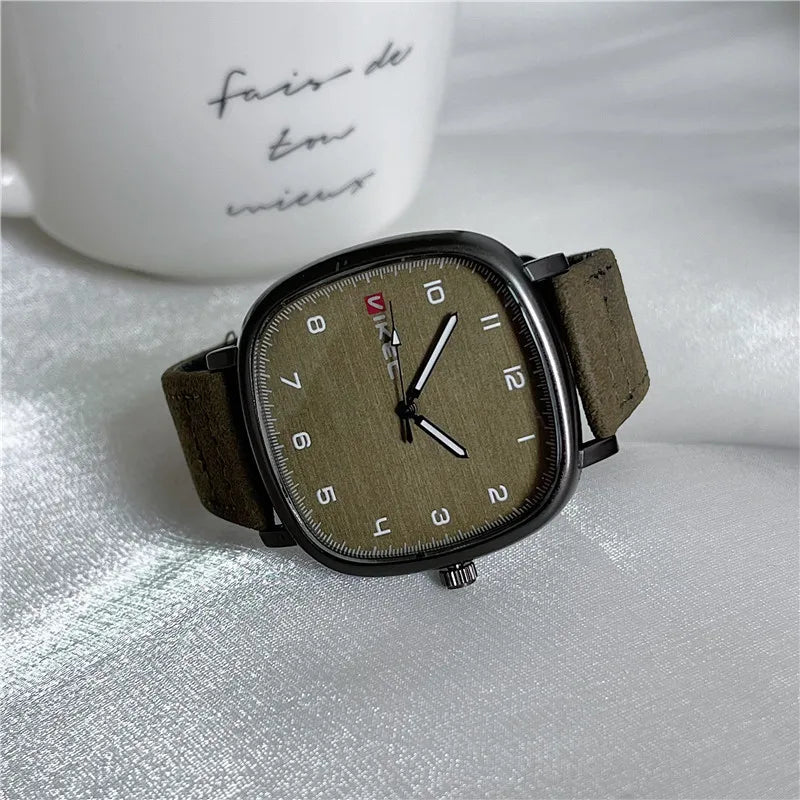 Brand Quartz Watch Youth Student Watch Vintage Square Dial Leather Belt Wristwatch Casual Fashion Men Women Gift Clock Wholesale