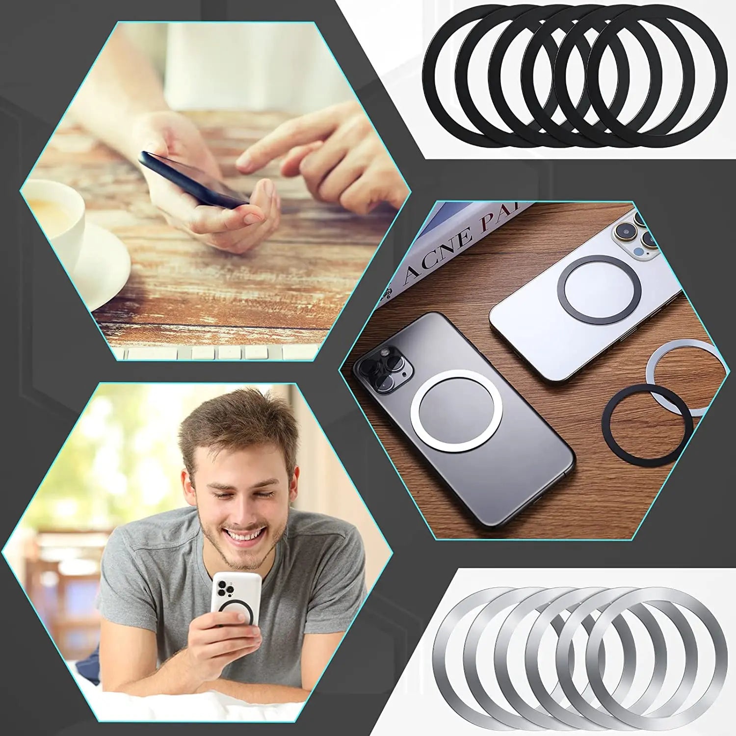 1-5PCS Metal Plate Ring for Magsafe Wireless Charging Iron Sheet Stickers Magnet Car Phone Holder Adhesive Disk for IPhone 14 15