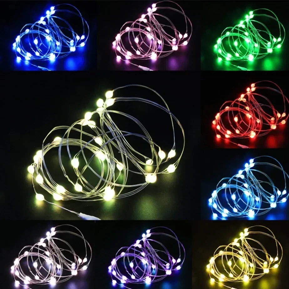 5M Waterproof LED String Lights Copper Wire Fairy Lights Battery Operated DIY Wedding Party Christmas Decoration Lights String