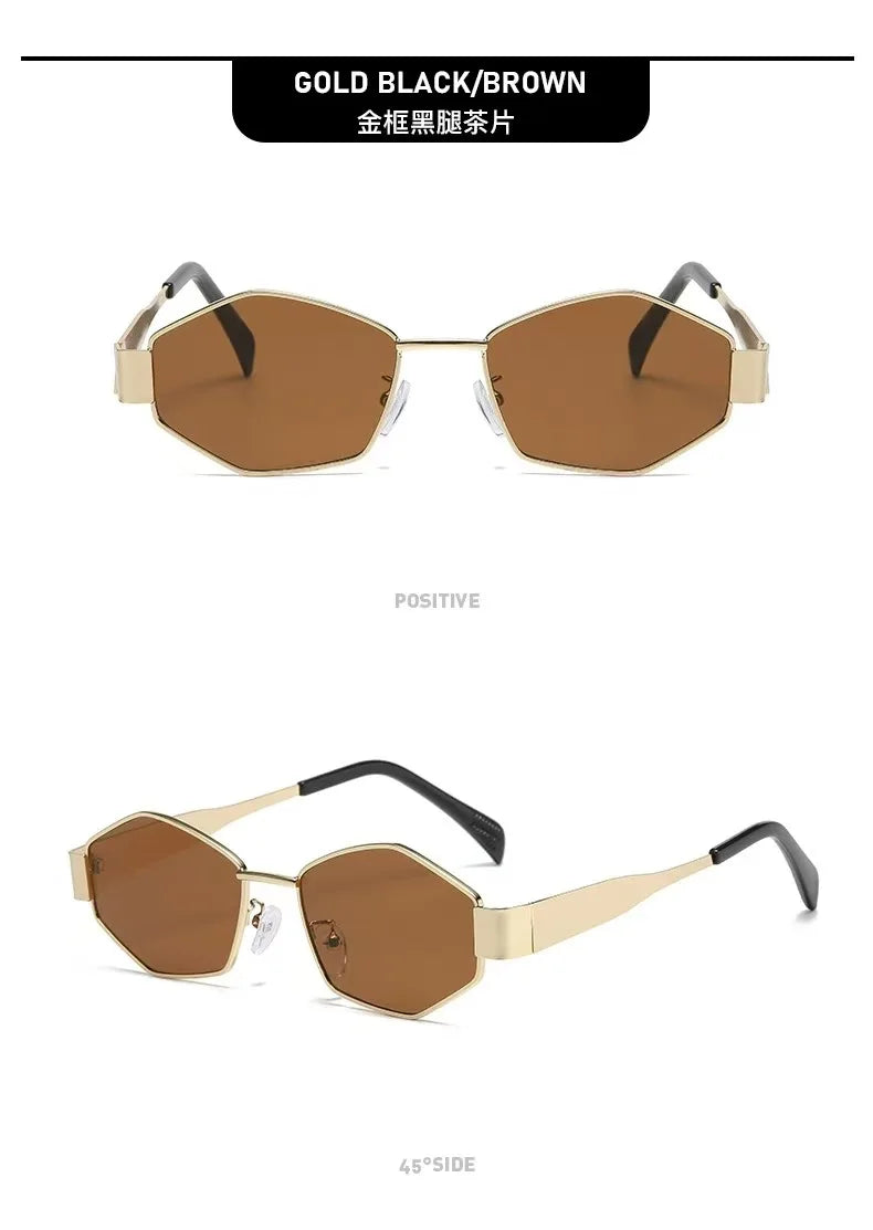 Fashion Hexagon Sunglasses Women 2025 Luxury Brand Design Unique Polygon Sun Glasses Men Vintage Small Frame Eyewear Shades