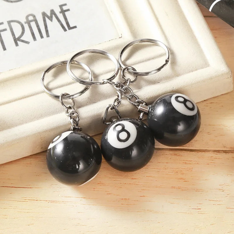 Black No 8 Billiard Keychain Mini Ball Pendant Key Ring Resin Keyring Bar Table Car Decoration Jewelry Game Souvenir Gifts