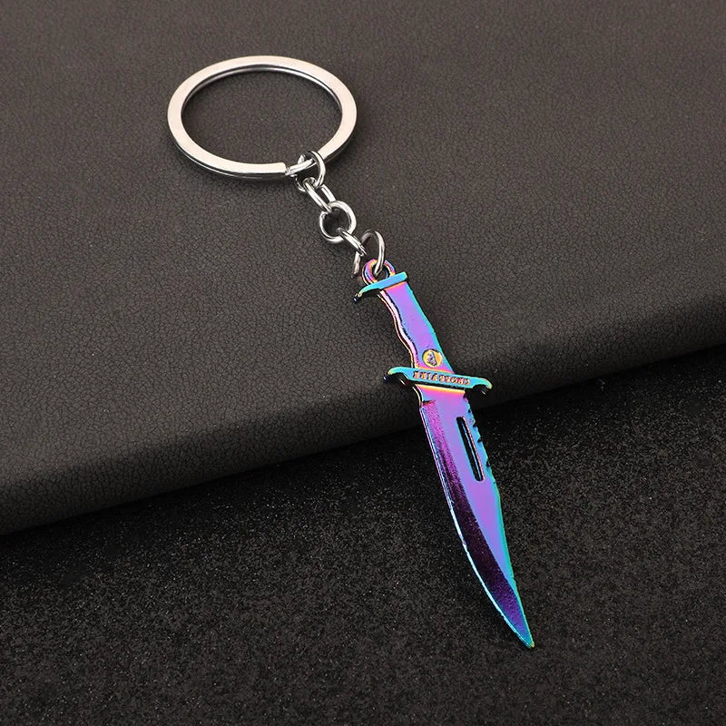Metal Claw Knife Key Ring Gun Black Chain Color Tactical Dagger Key Chain Pendant Men's Car Ornaments Military Enthusiasts Gift