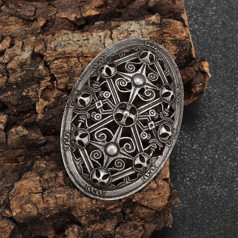 Vintage Norse Mythology Iceland Norse Shield Brooch Medieval Clothing Fastener Clothes Scarf Cloak Jewelry for Men Women
