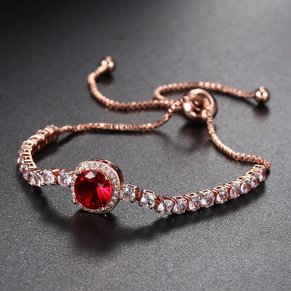 Sparkling Ajustable Tennis Bracelets For Women Men Punk Square Cubic Zirconia Hand Chain Rose Gold Plated Jewelry Gift KCH086