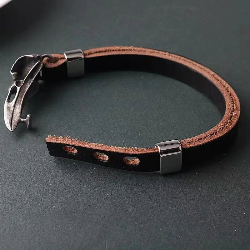 Odin Raven Skull Bracelet Mens Slavic Leather Bracelet Punk Biker Rock Party Accessories Nordic Jewelry