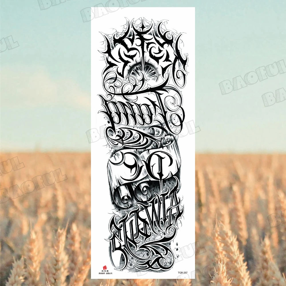 Arm Sleeve Temporary Tattoos For Women Men Realistic Wolf Lion Rosette War Maori Flower Fake Tattoo Stickers Sexy Thigh Tatoos