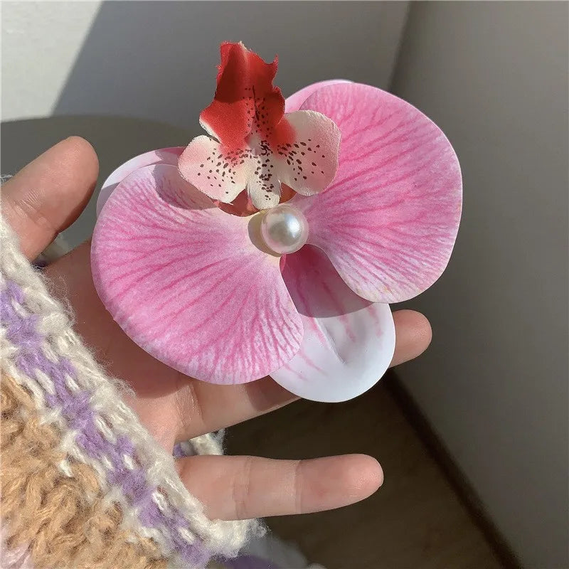 Phalaenopsis Pearl Hair Clip Flower Hairpin Orchid Butterfly Hairs Clip Hair Accessories Hair Styling Tools Bow Flower