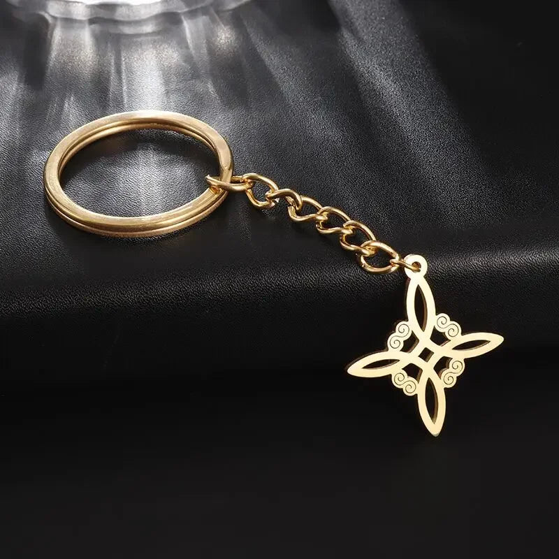 Stainless Steel Witch Knot Adjustable Ring Fashion Women Girls Good Luck Casual Party Jewelry Gift